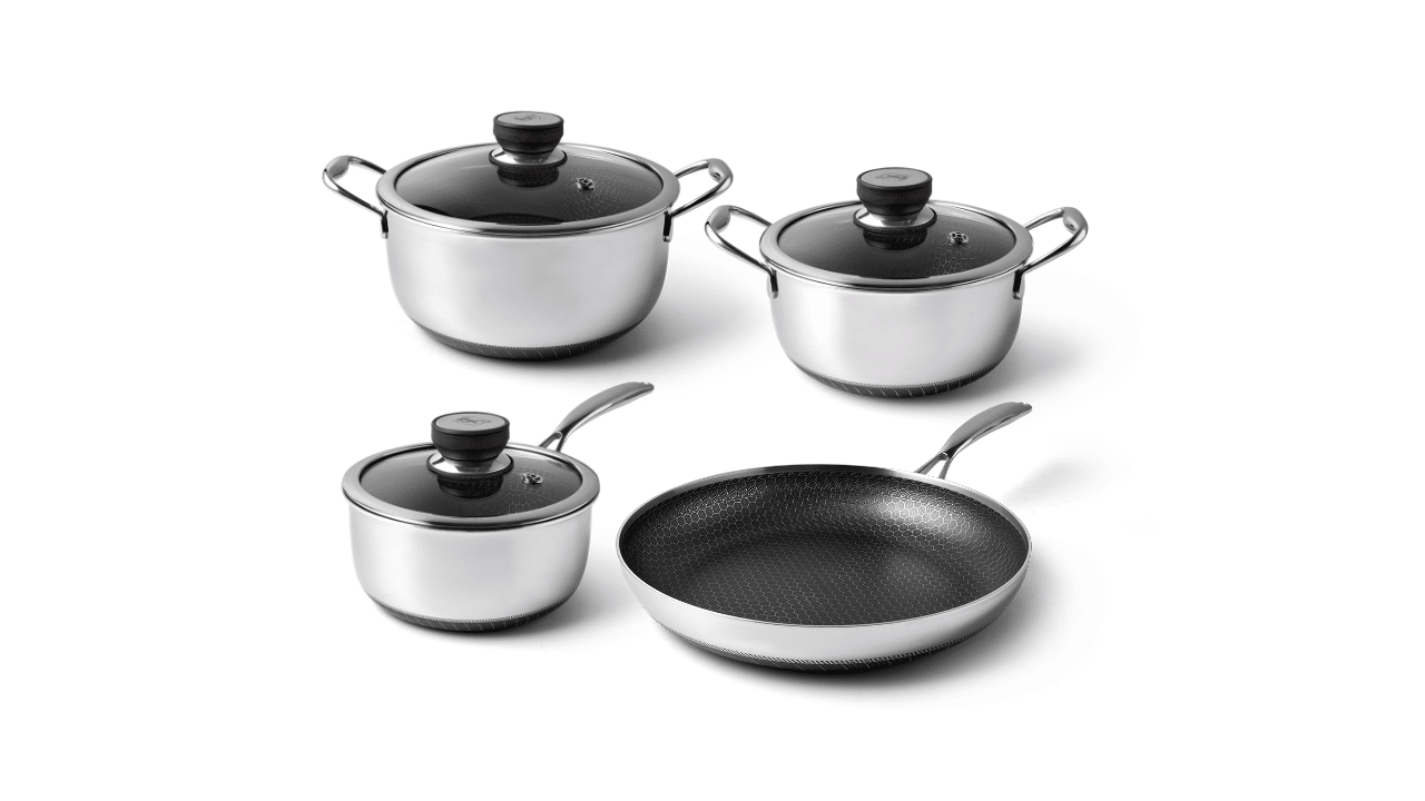 Fusion Non-stick Sæt m/ 3 Gryder + 1 stk. 24 cm Stegepande